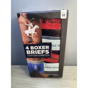 Beverly Hills Polo Club Boxer Briefs 4 Pack Cotton Stretch Men’s Medium
